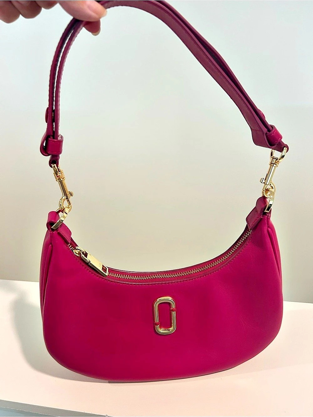 Marc Jacobs The Dual Mini Crescent Leather Shoulder Bag Pink new